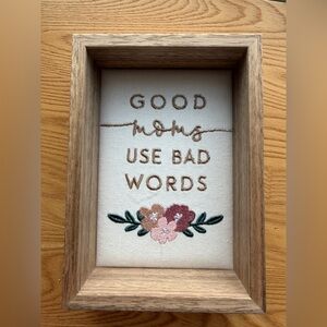 Rustic Wooden Frame with Embroidered Quote